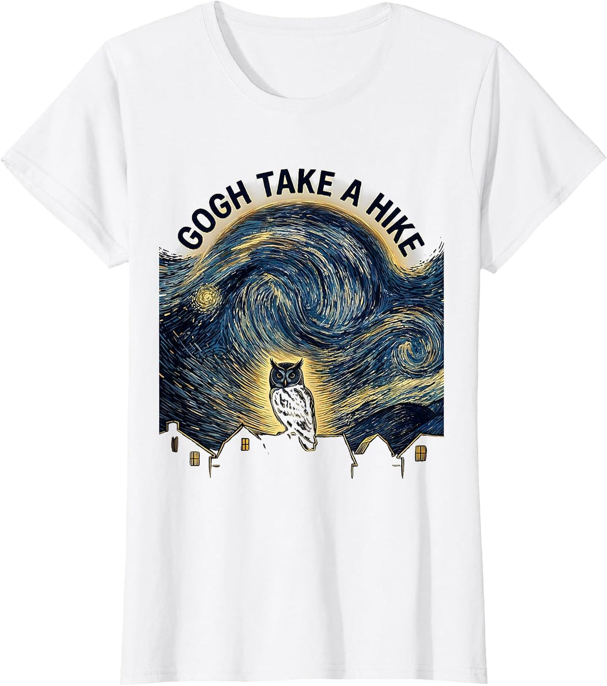 Women's Gogh Take A Hike Funny Van Gogh Art Parody Cat Lover T-Shirt - White