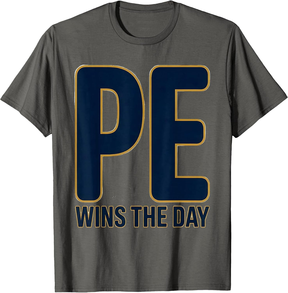 Men's PE Wins The Day Funny PE Teacher Back To School T-Shirt - Asphalt Grey