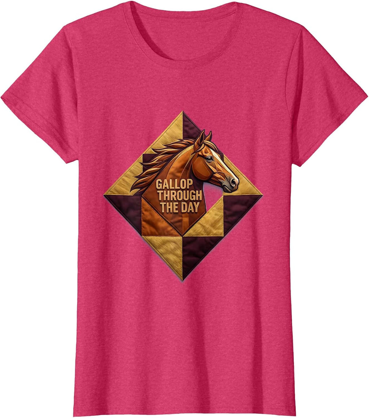 Women's Gallop Through the Day Horse Lover Design T-Shirt - Red Heather