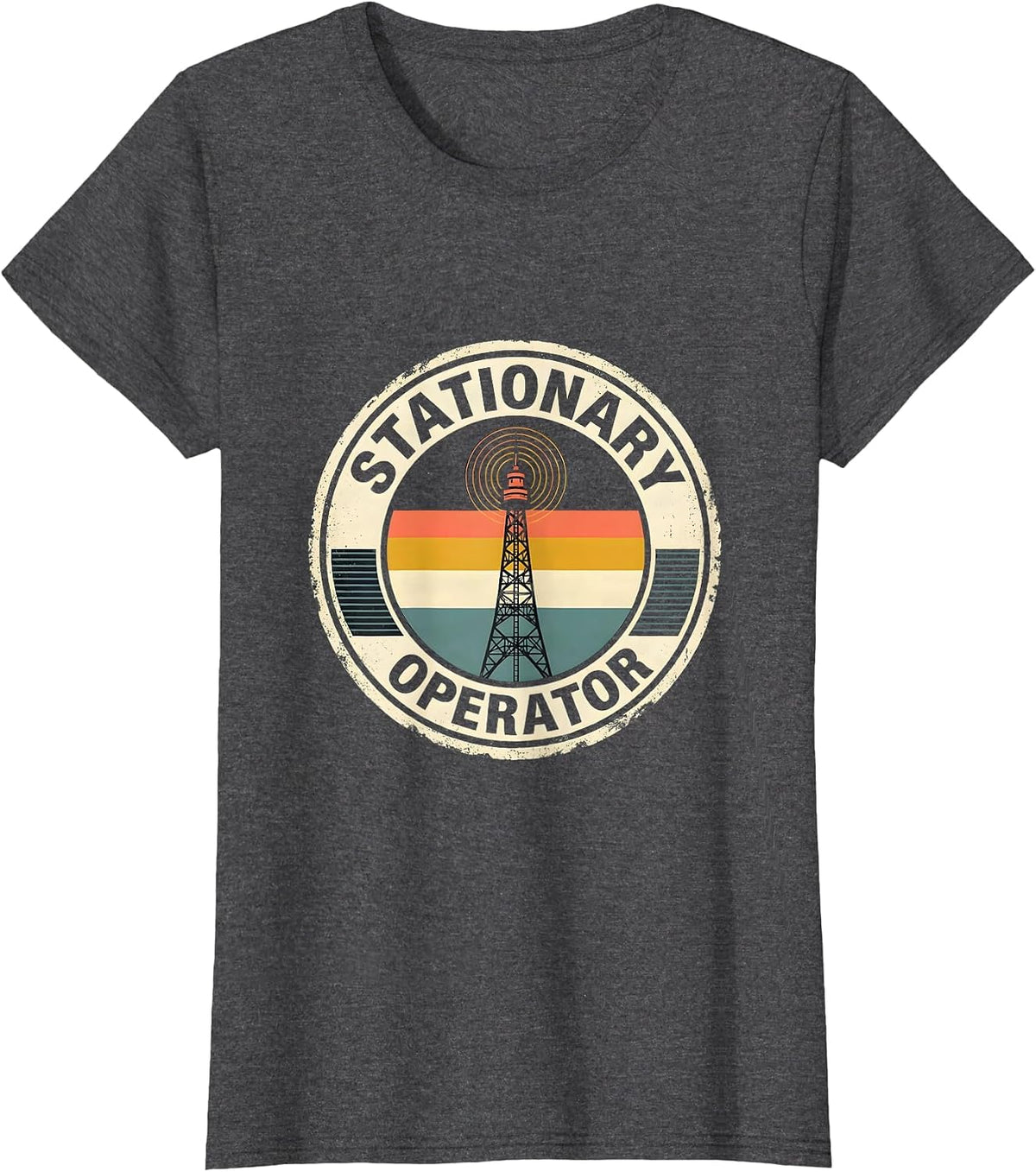 Women's Stationary Operator Funny Ham Radio Operator Hobbyist Humor T-Shirt - Dark Heather Grey