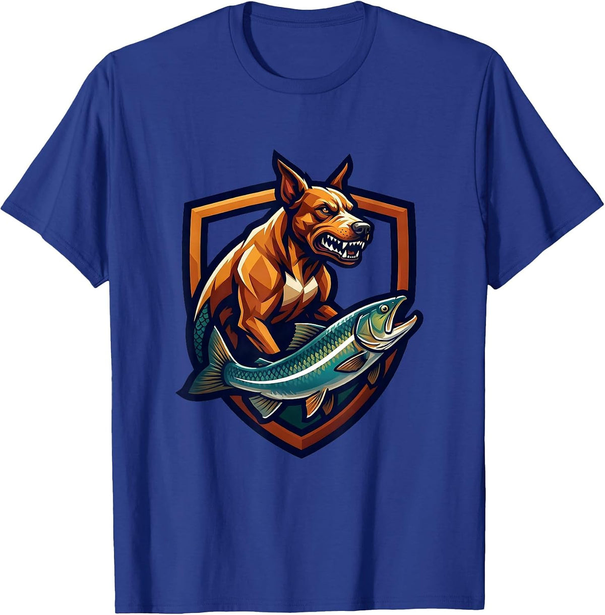 Huntrix Trout Leap Hunting Dog Reflection Graphic T-Shirt - Royal Blue