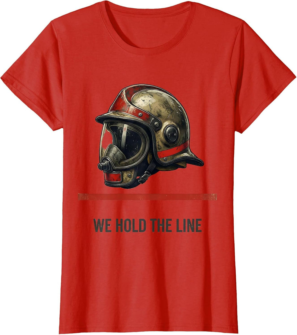 We Hold The Line Vintage Firefighter Tribute Thin Red Line T-Shirt - Red