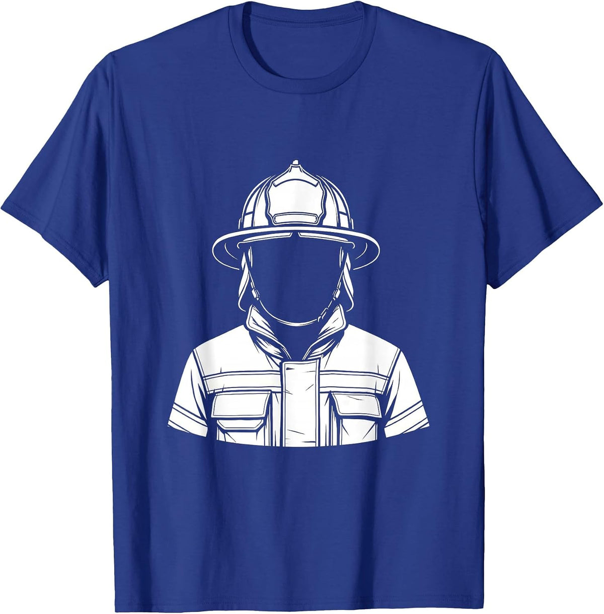 Firefighter Helmet and Turnout Jacket Illustration T-Shirt - Royal Blue