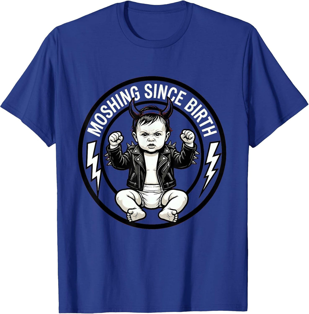 Moshing Since Birth Rock Band Graphic Design T-Shirt - Royal Blue
