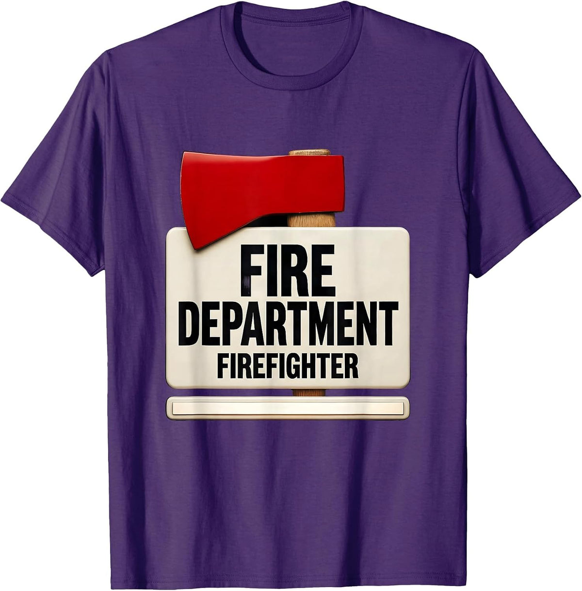 FIRE DEPARTMENT FIREFIGHTER Funny Fireman Halloween Costume T-Shirt - Purple