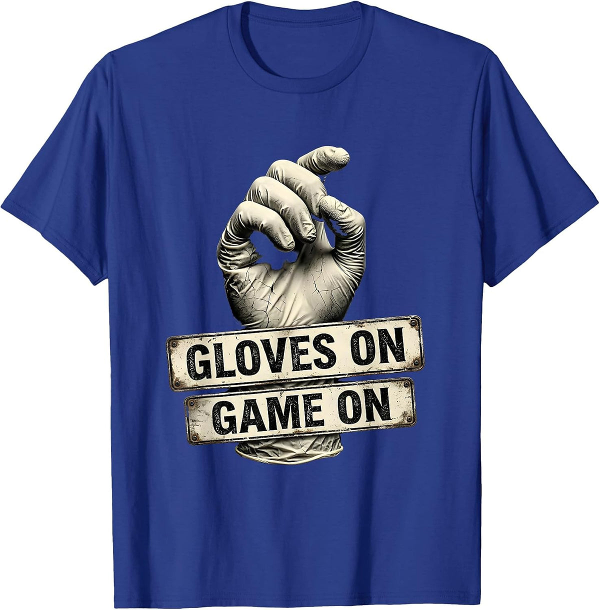 Gloves On Game On Boxing Fighter Design T-Shirt - Royal Blue