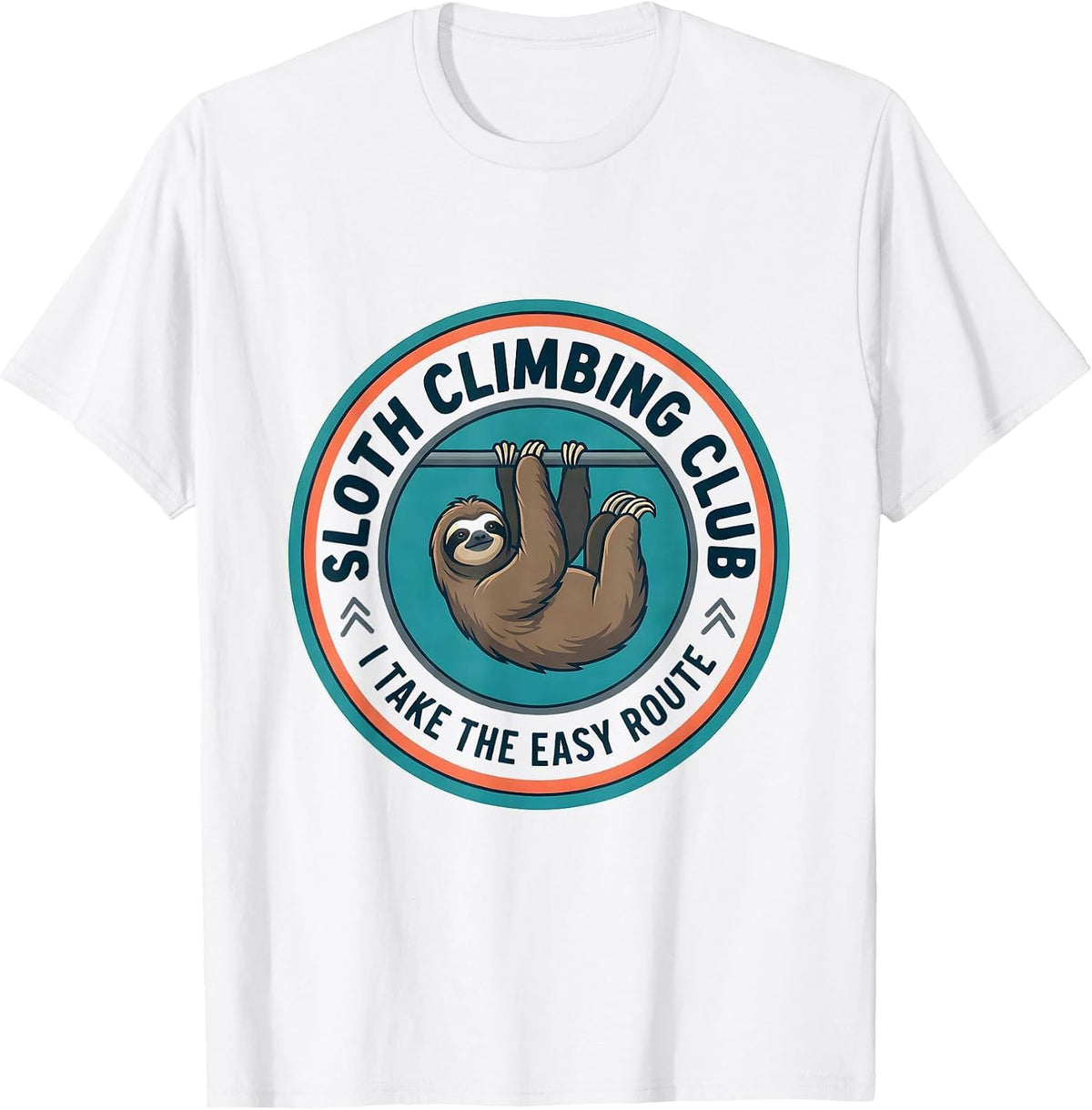Men's SLOTH CLIMBING CLUB I TAKE THE EASY ROUTE Funny T-Shirt - White