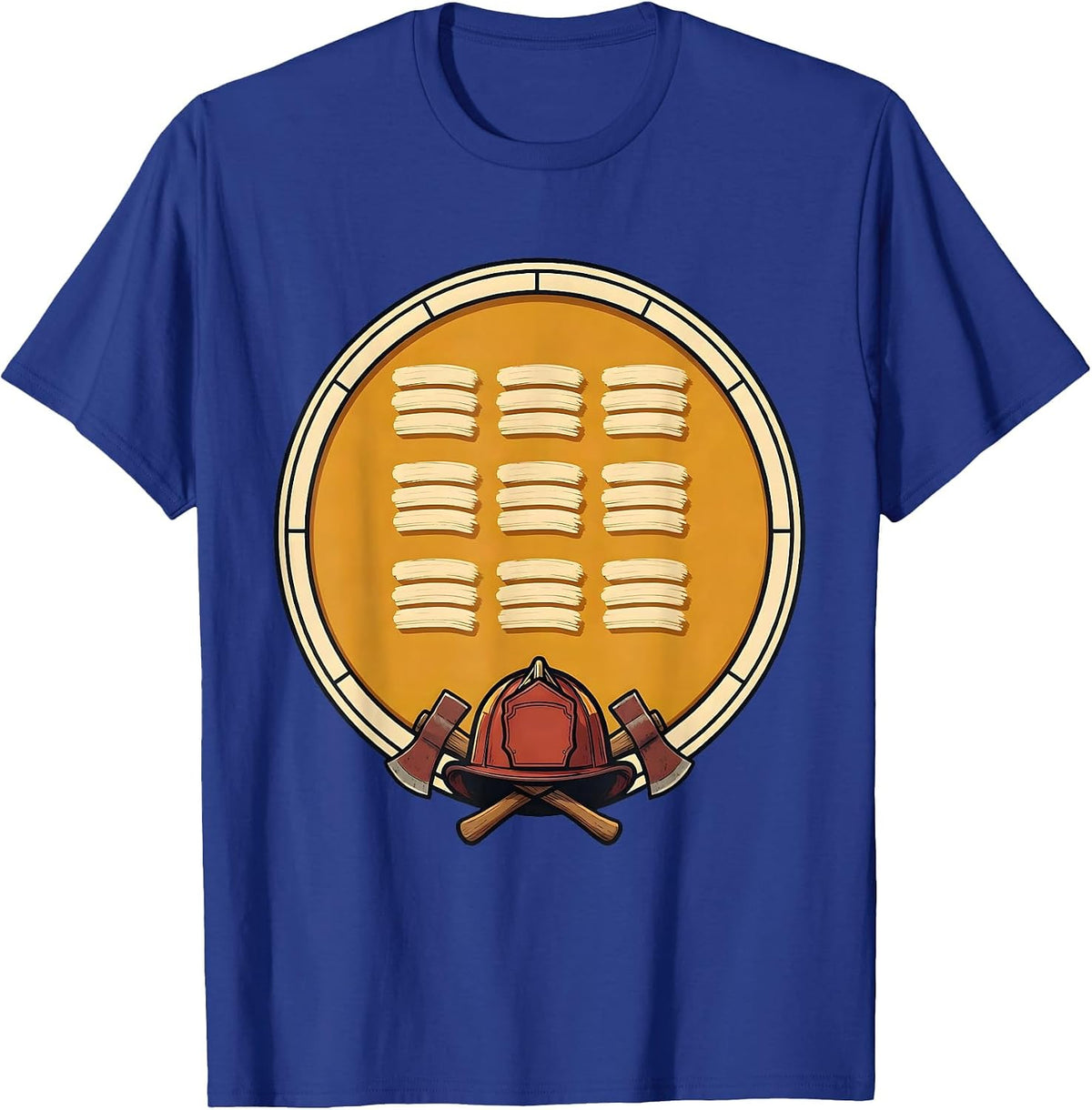 Memorial Badge Firefighter Family Tribute T-Shirt - Royal Blue