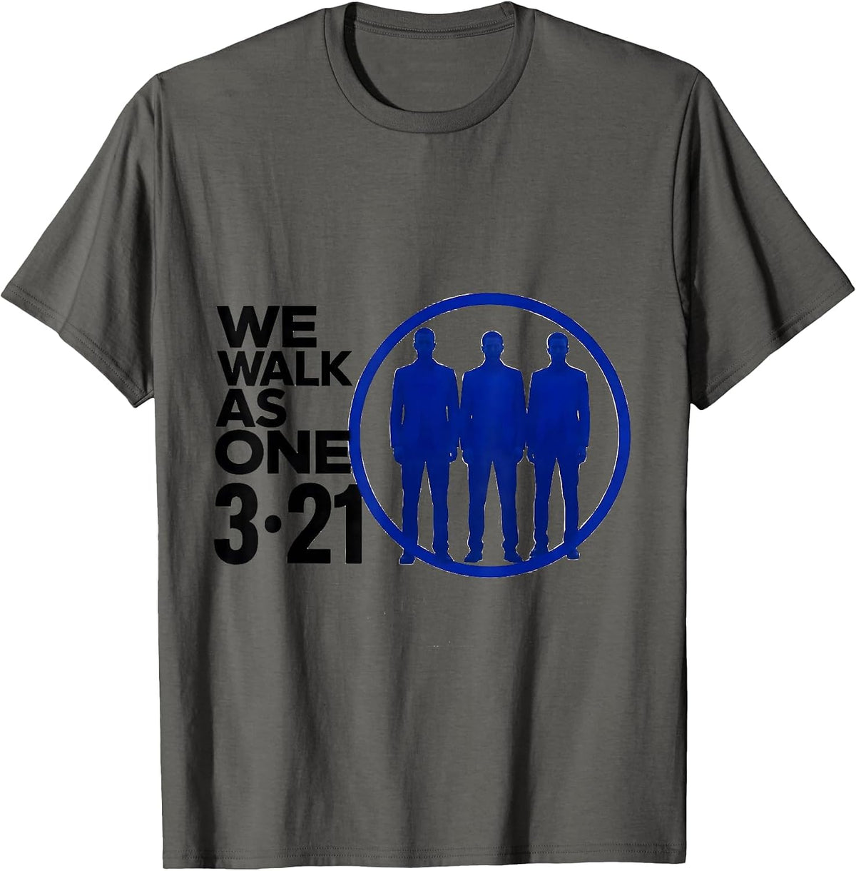 We Walk As One, 321 Down Syndrome Awareness Family Support T-Shirt - Asphalt Grey