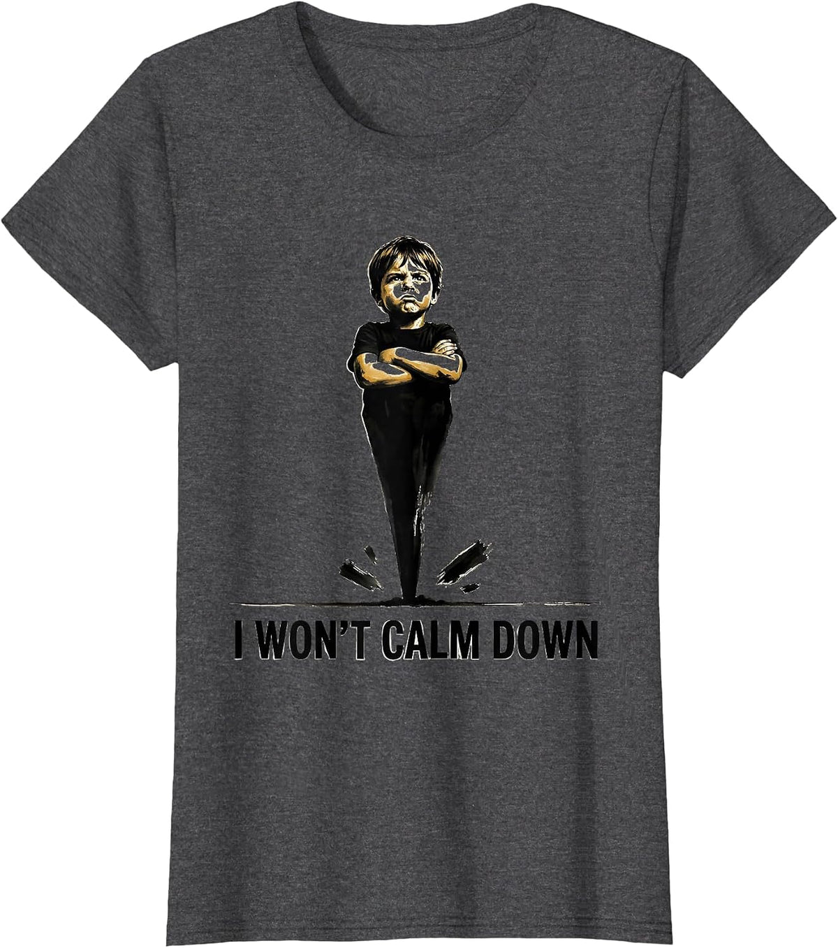 Women's I Won't Calm Down Funny Tornado Storm Chaser Meteorology T-Shirt - Dark Heather Grey