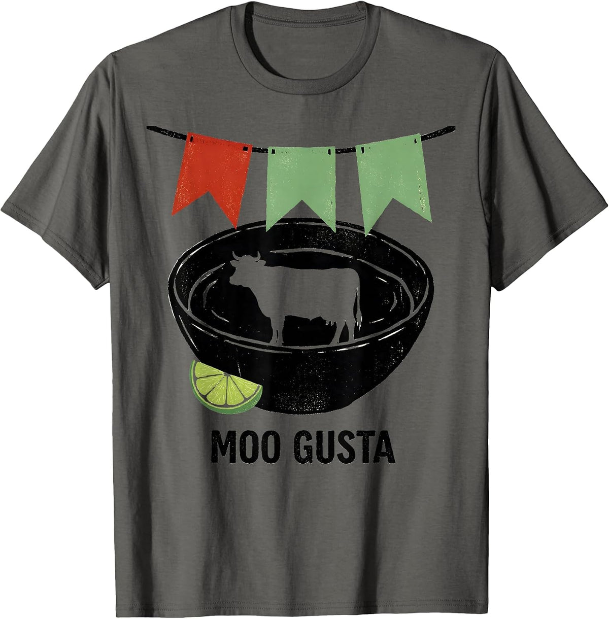 Men's Moo Gusta Funny Spanish Pun Cinco De Mayo Party Humor T-Shirt - Asphalt Grey