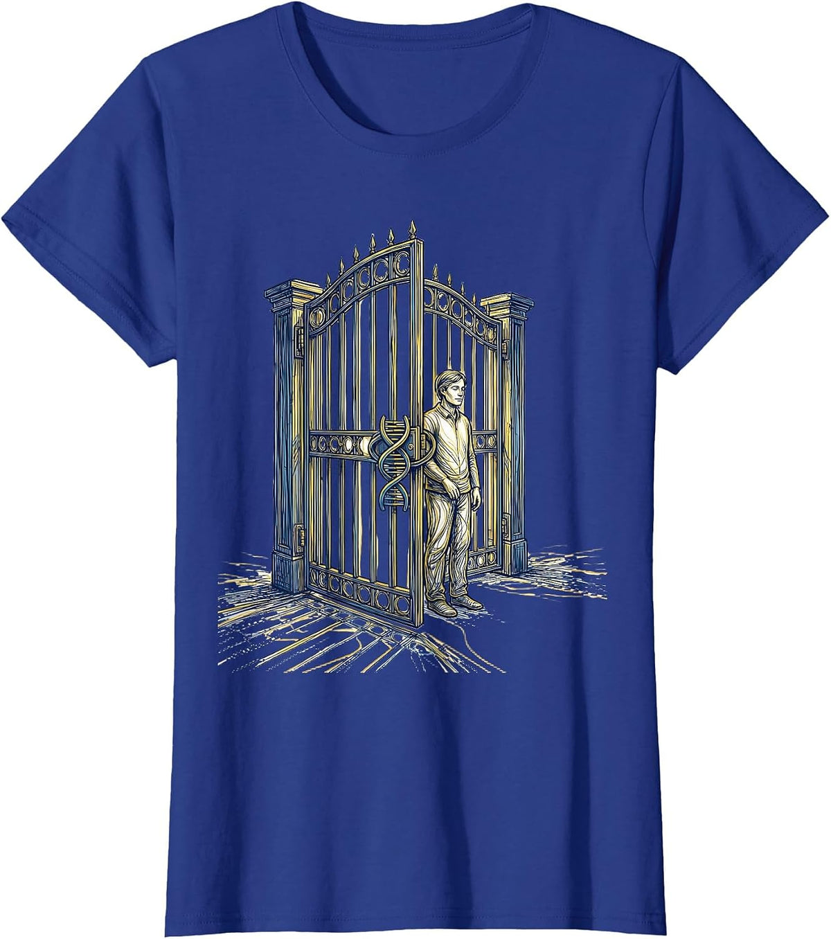 Women's Open Gate Chromosomal Loop Down Syndrome Awareness October T-Shirt - Royal Blue