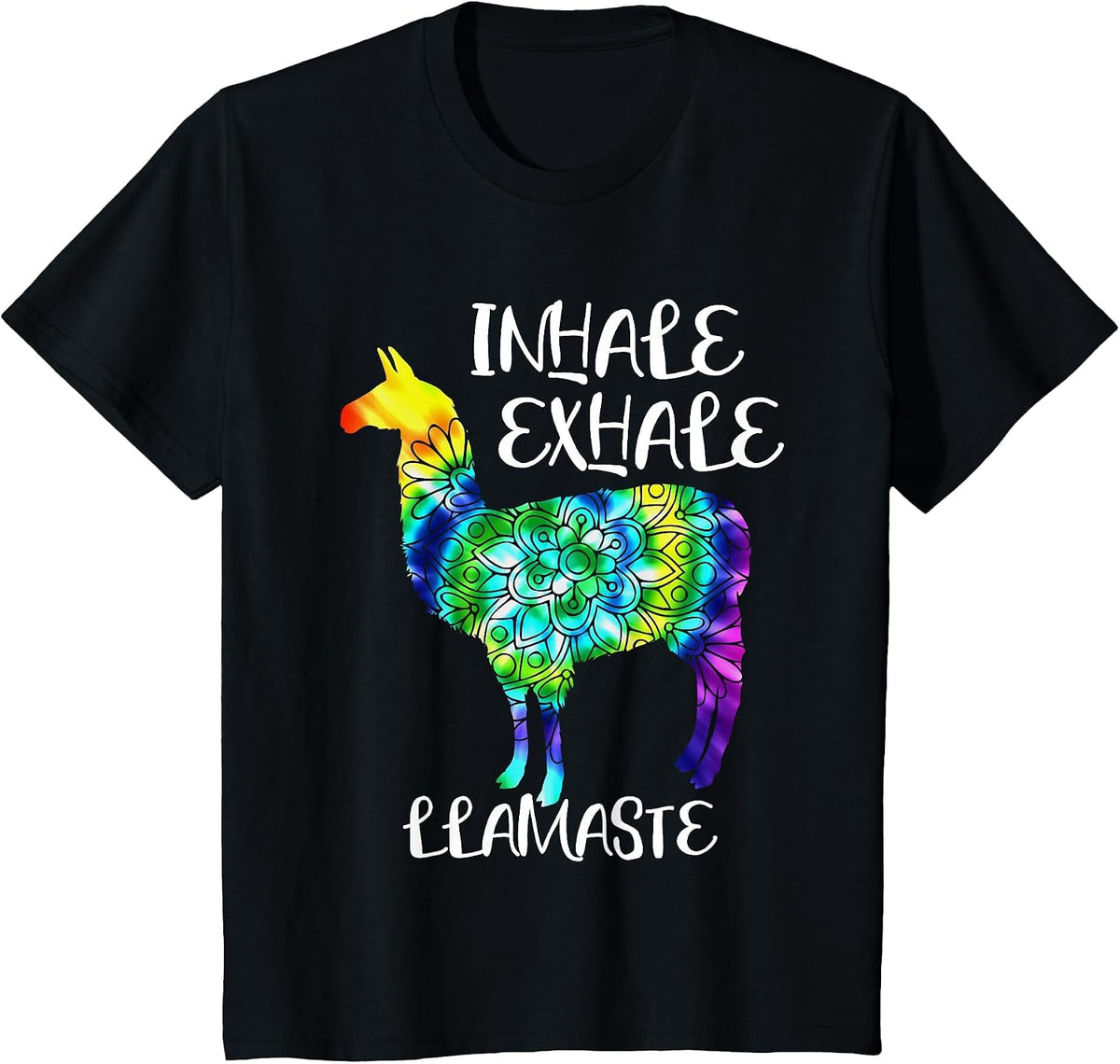 Inhale Exhale Llamaste Namaste Llama Tshirt,Cute Llama Yoga T-Shirt - Black