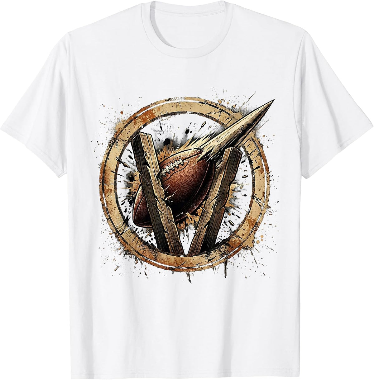 Men's Rugby Ball Through the Posts Graphic T-Shirt - White