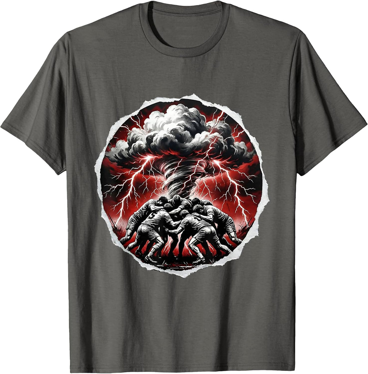 Storm Scrum Rugby Graphic Illustration T-Shirt - Asphalt Grey