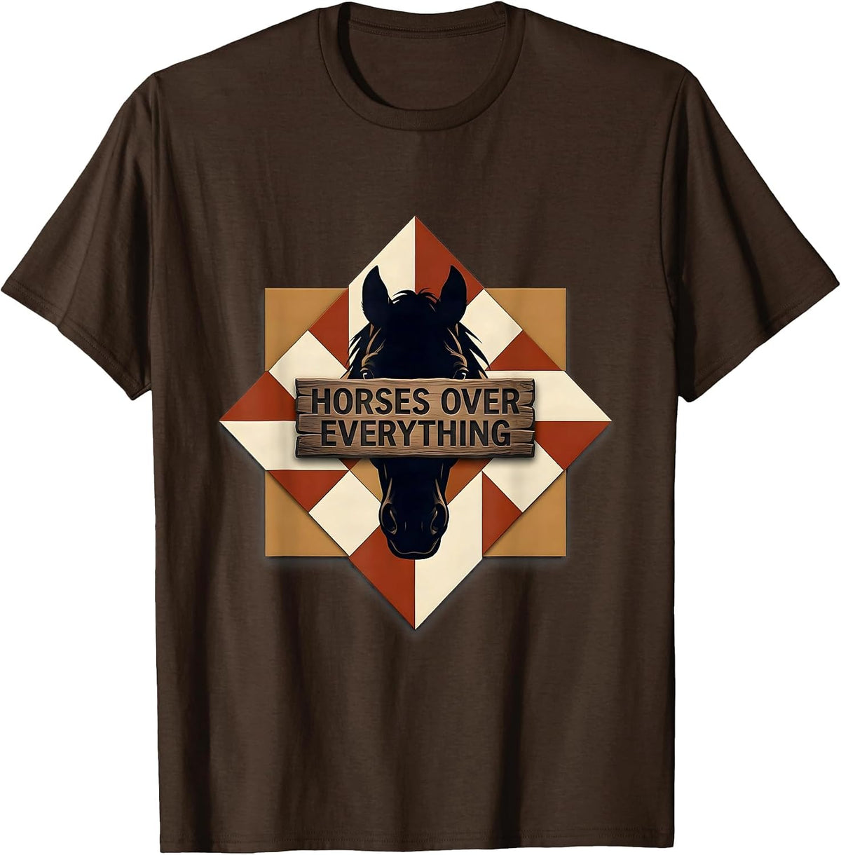 Men's Horses Over Everything Western Design T-Shirt - Brown