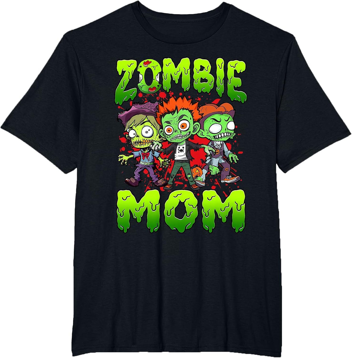 Zombie Mom Halloween Costume Family Matching T-Shirt - Black
