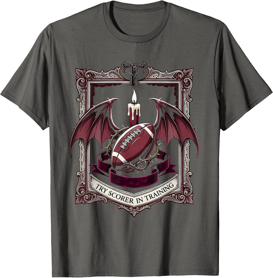 Try Scorer In Training Rugby Graphic Design T-Shirt - Asphalt Grey