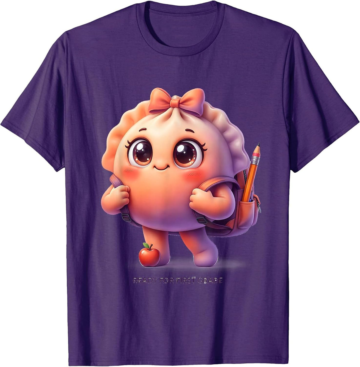 Ready For First Grade Cute Dumpling Back to School Girl T-Shirt - Purple