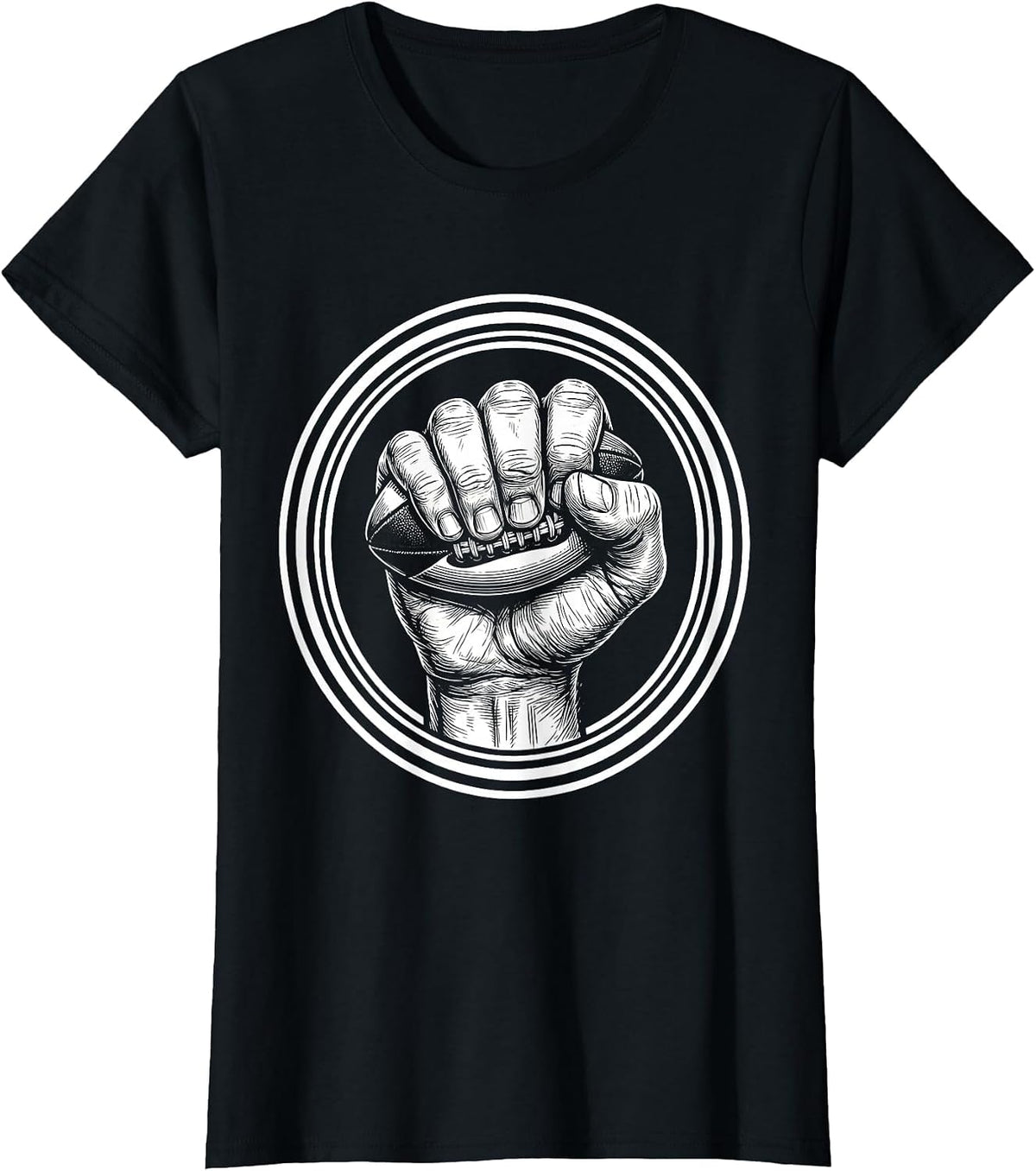 Rugby Fist Grip Graphic Tee - Ball in Hand T-Shirt - Black