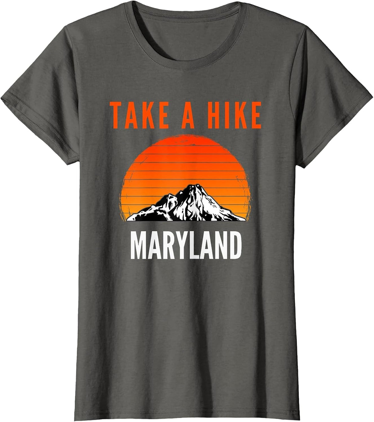 Take a Hike Maryland Sunset Mountain Hiking Hiker T-Shirt - Asphalt Grey
