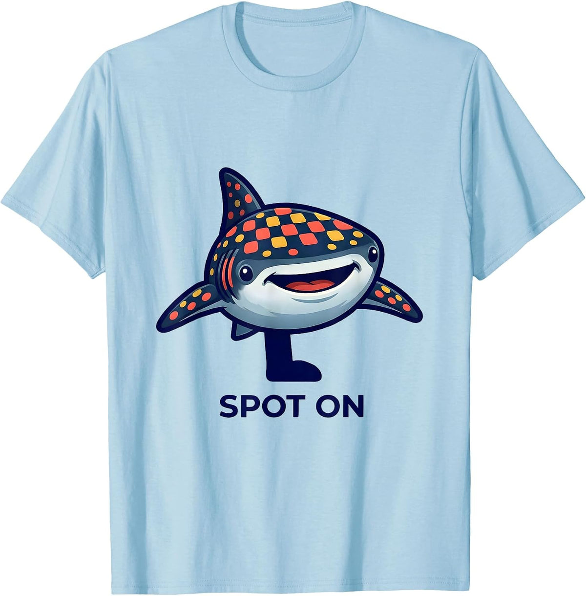 Men's Spot On Cheerful Whale Shark Mascot Ocean Wildlife Humor T-Shirt - Baby Blue