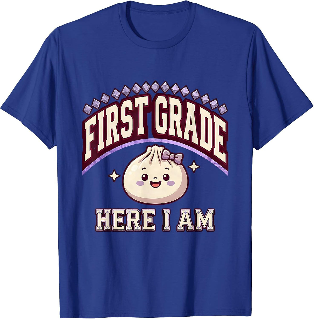 Men's First Grade Here I Am Cute Dumpling Girl Back to School T-Shirt - Royal Blue