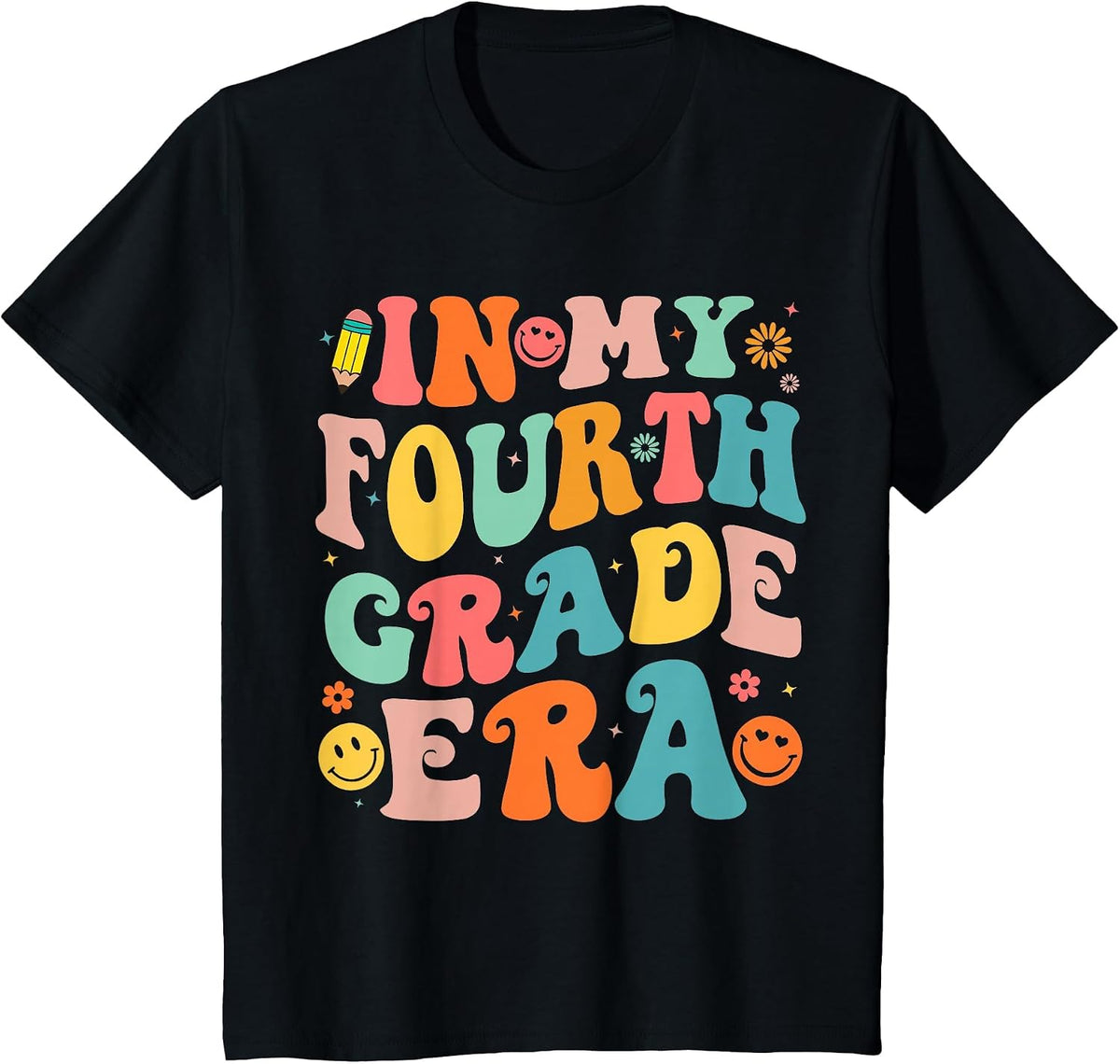in My Fourth Grade Era 4th Grade Teacher Back to School T-Shirt - Black