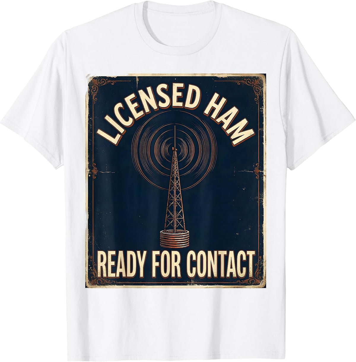Men's Licensed Ham, Ready For Contact Vintage Ham Radio Operator T-Shirt - White