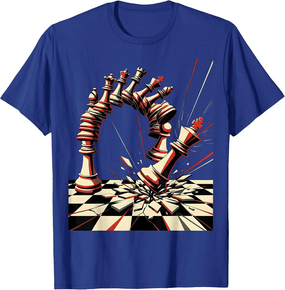 Men's The Turning Point Chess King Tipping Over T-Shirt - Royal Blue