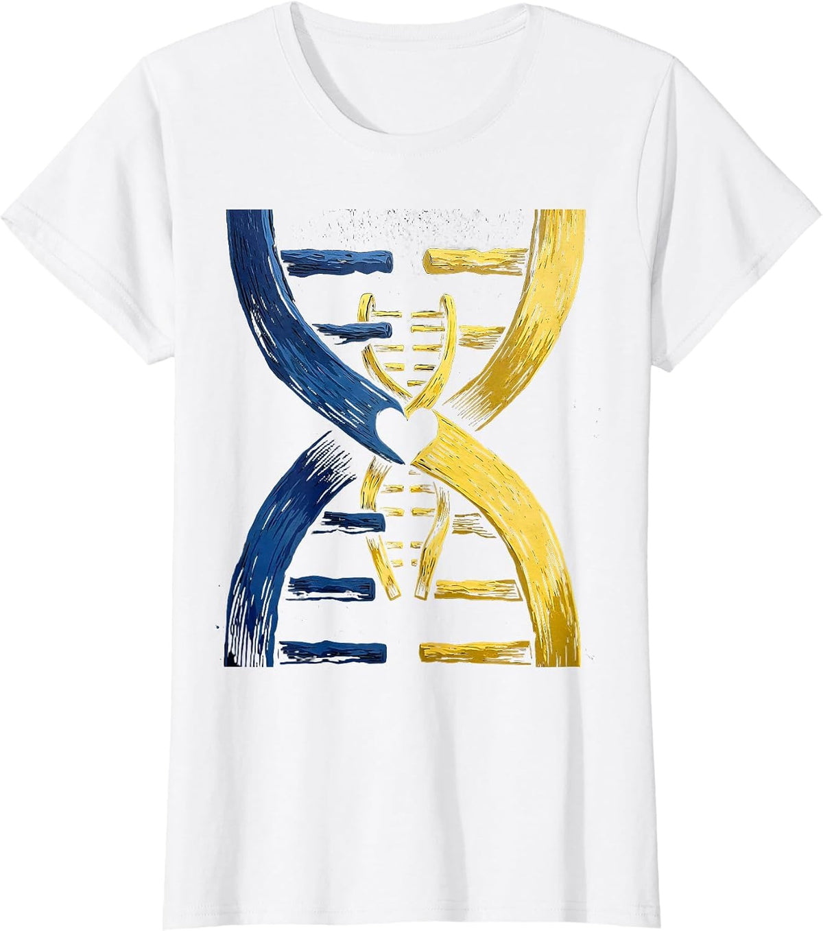 Women's Chromosome Interlock Heartfelt Down Syndrome Support T-Shirt - White