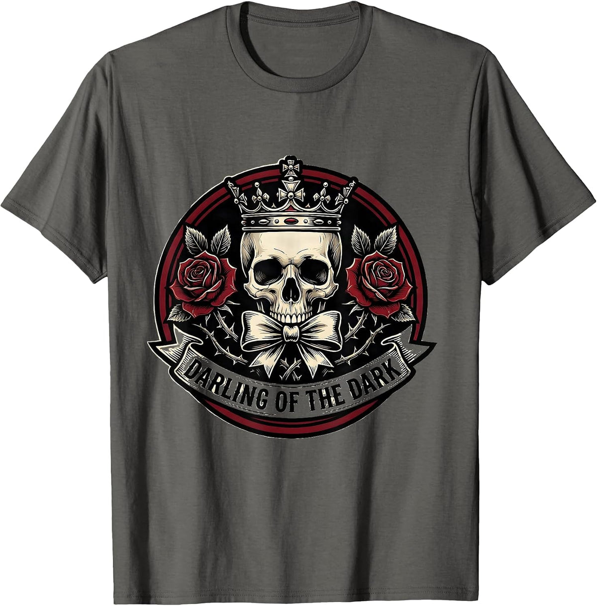 Darling of the Dark Emo Gothic Design T-Shirt - Asphalt Grey