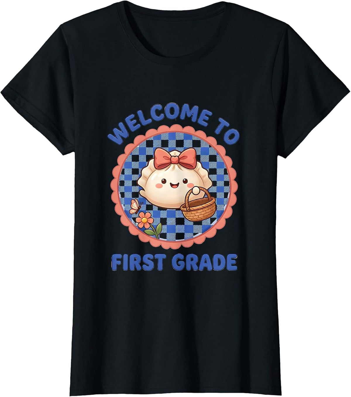 Welcome To First Grade Cute Dumpling Back to School Girl T-Shirt - Black