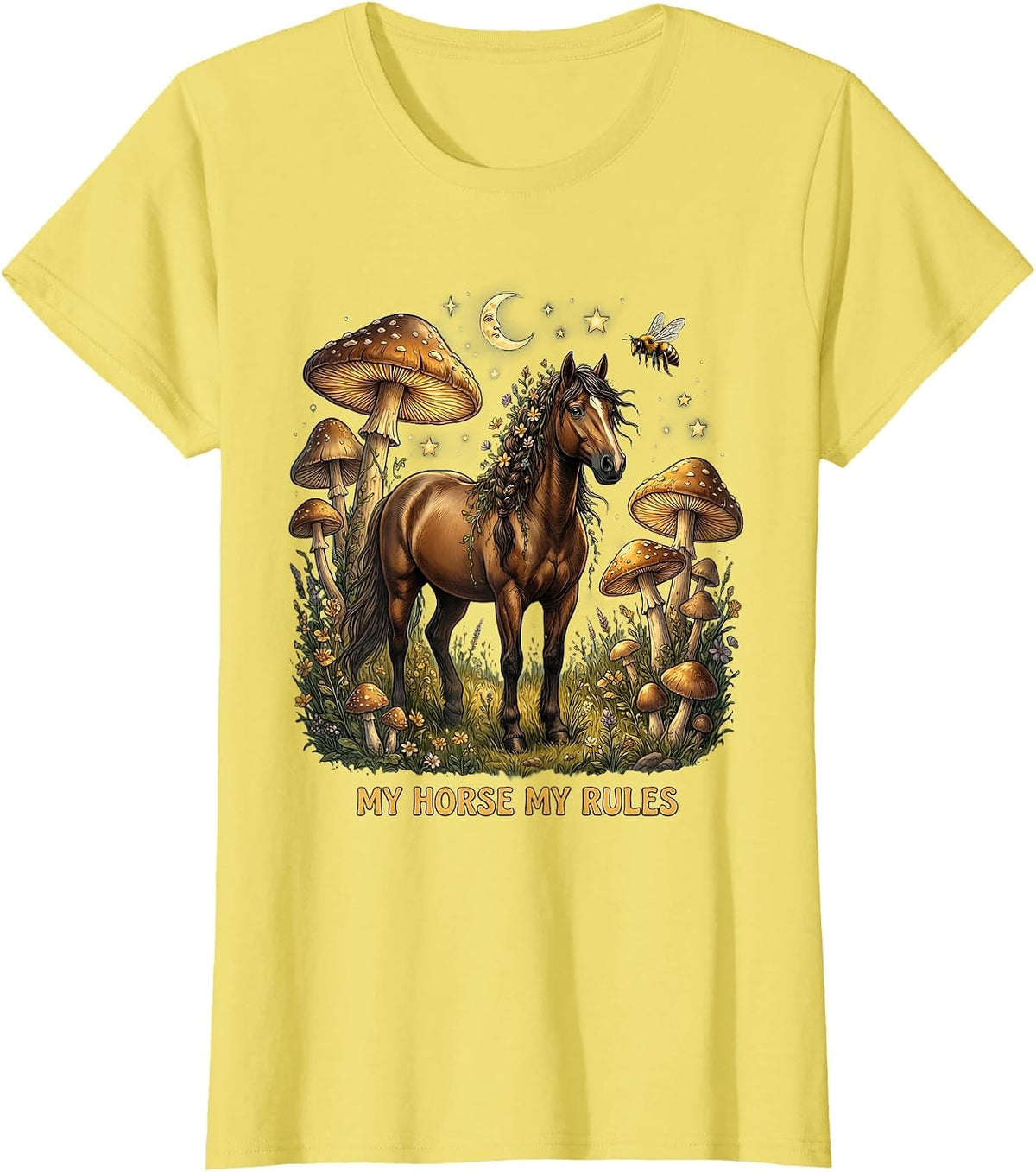 My Horse My Rules Equestrian Lover Design T-Shirt - Lemon Yellow