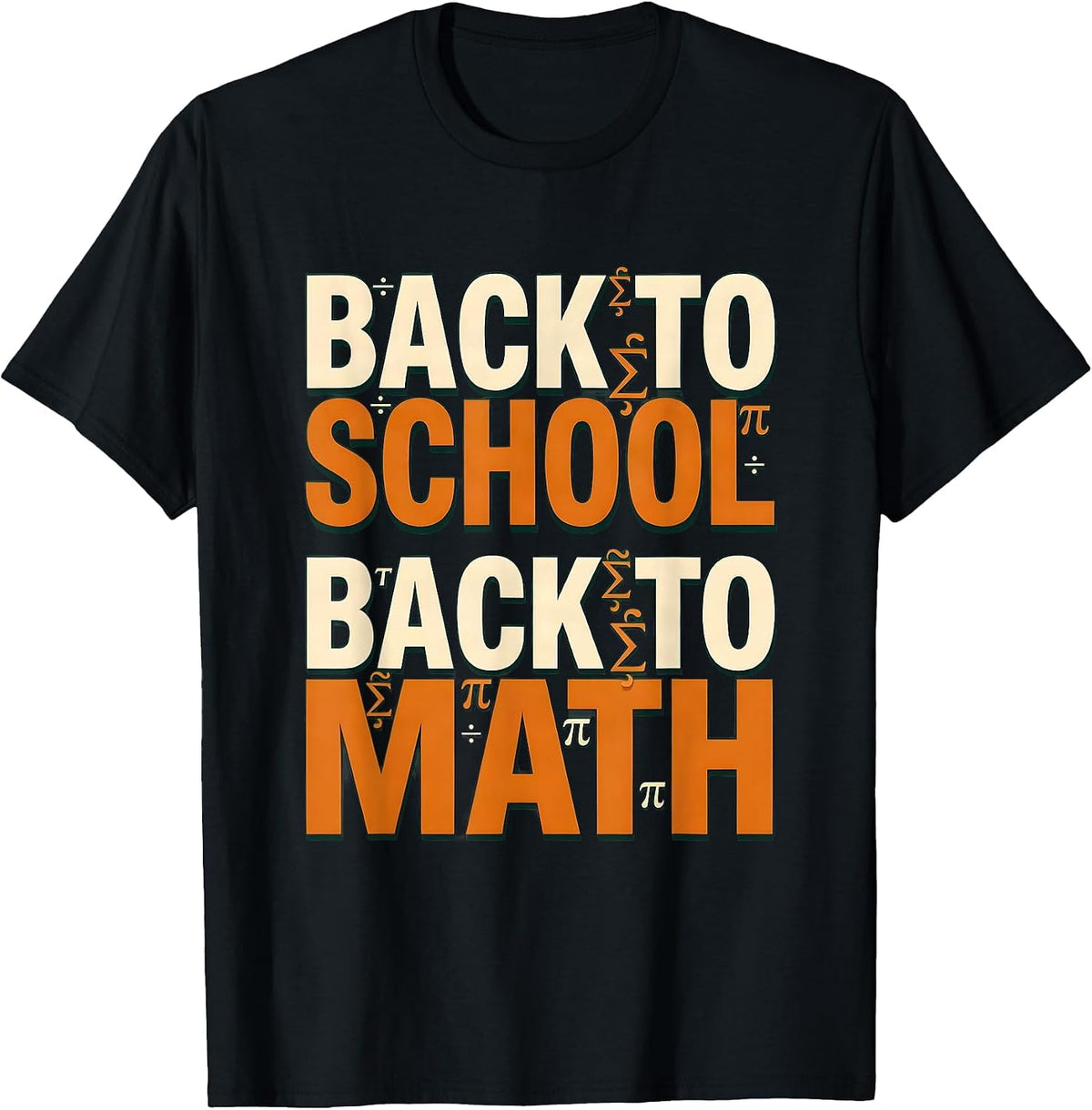 Men's Back to School Back to Math Teacher Design T-Shirt - Black
