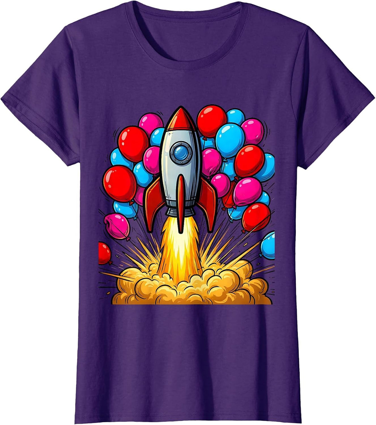 Women's 21st Birthday Rocket Balloon Launch Celebration T-Shirt - Purple