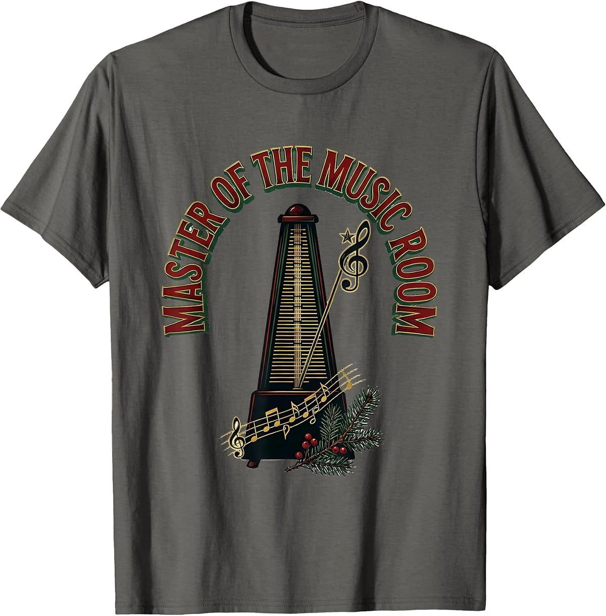 Master Of The Music Room Festive Music Teacher Christmas T-Shirt - Asphalt Grey