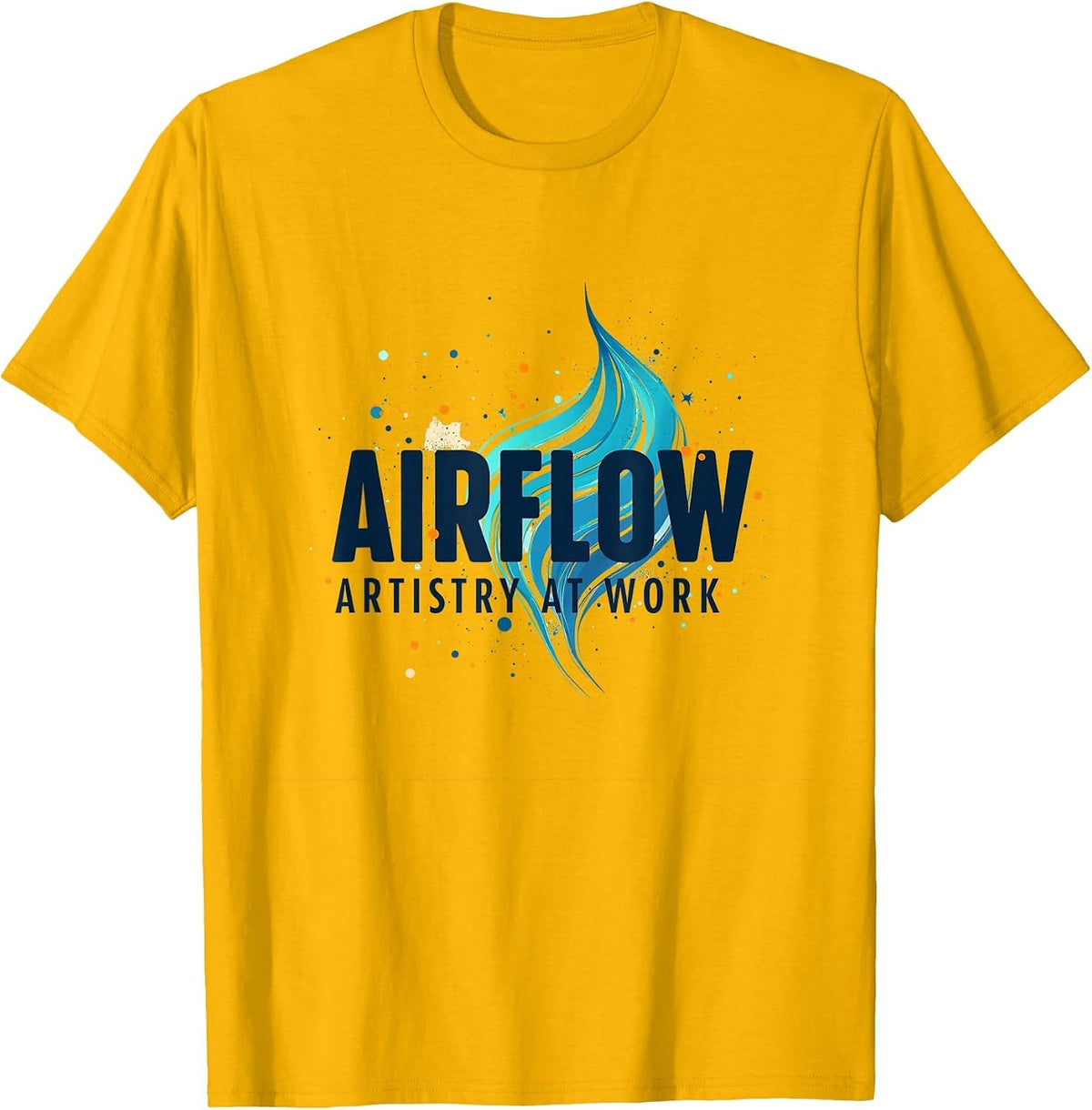 Airflow Artistry at Work Airbrush Design T-Shirt - Golden Yellow