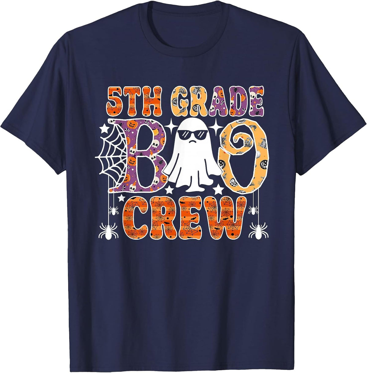 5th Grade Boo Crew Funny Halloween Teachers Students T-Shirt - Navy Blue