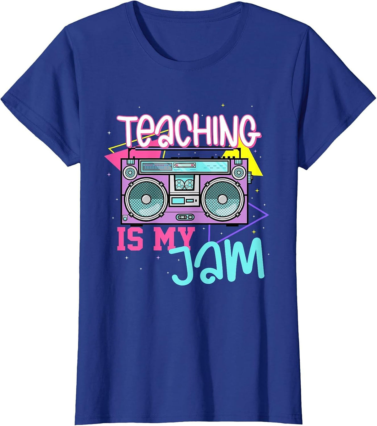 Teaching is My Jam Funny Retro Teacher Back to School Women T-Shirt - Royal Blue