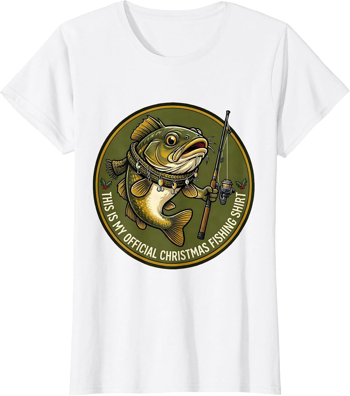 Women's This Is My Official Christmas Fishing Shirt Funny T-Shirt - White