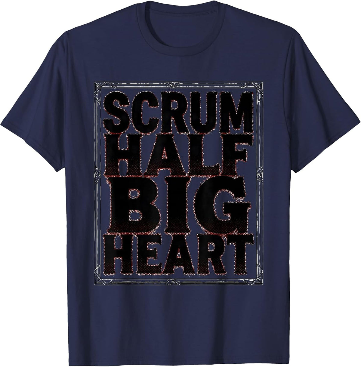 Scrum Half Big Heart Rugby Design T-Shirt - Navy Blue
