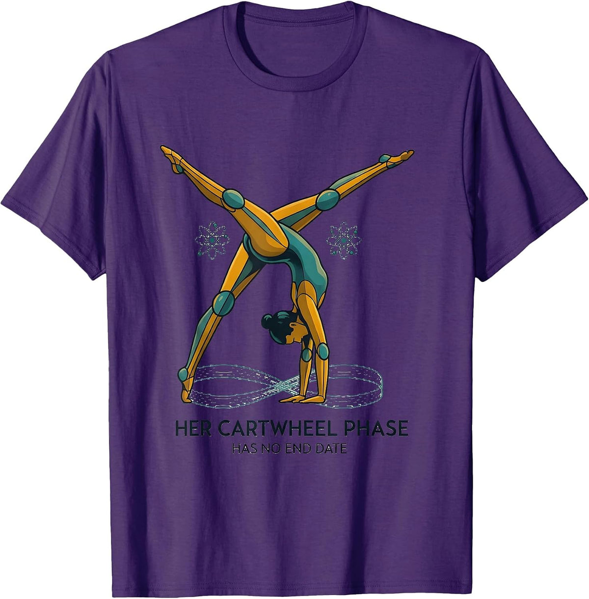 Her Cartwheel Phase Has No End Date Retro Gymnast Girl T-Shirt - Purple