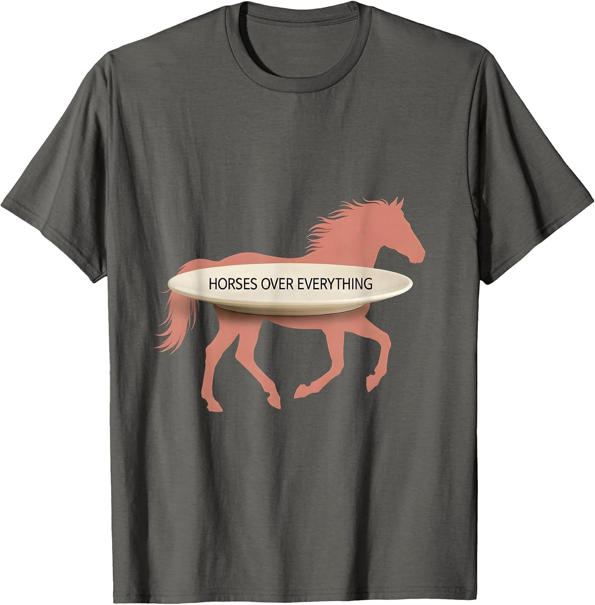 Horses Over Everything Western Design T-Shirt - Asphalt Grey