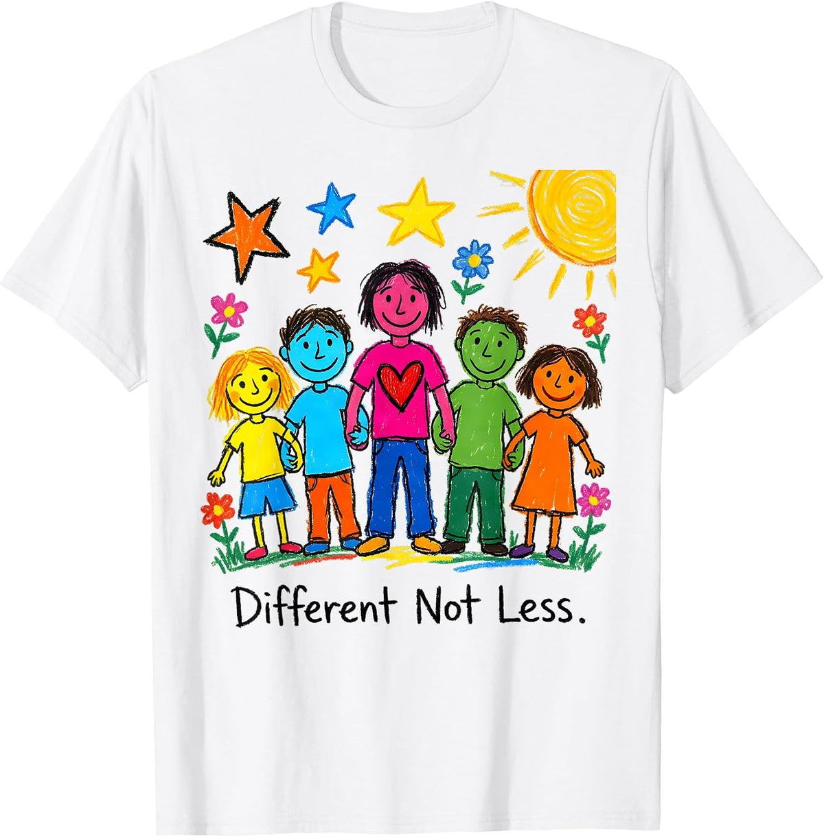 Men's Different Not Less Down Syndrome Awareness Design T-Shirt - White