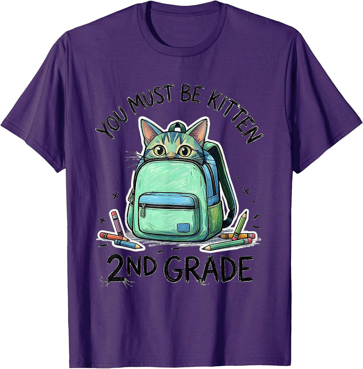2nd Grade You Must Be Kitten Cute Cat Lover Back To School T-Shirt - Purple