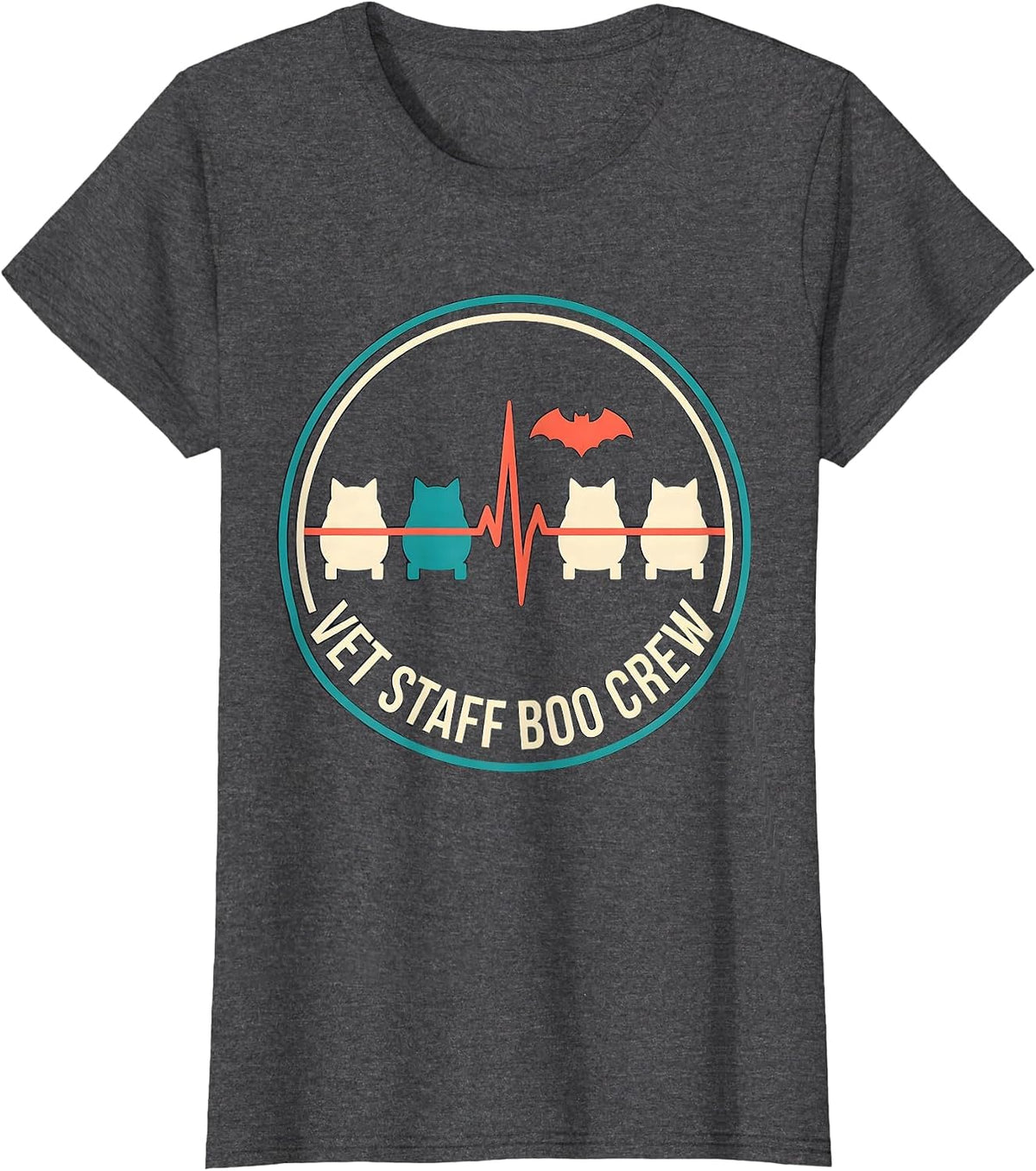 Women's Vet Staff Boo Crew Funny Vet Tech Halloween Season T-Shirt - Dark Heather Grey