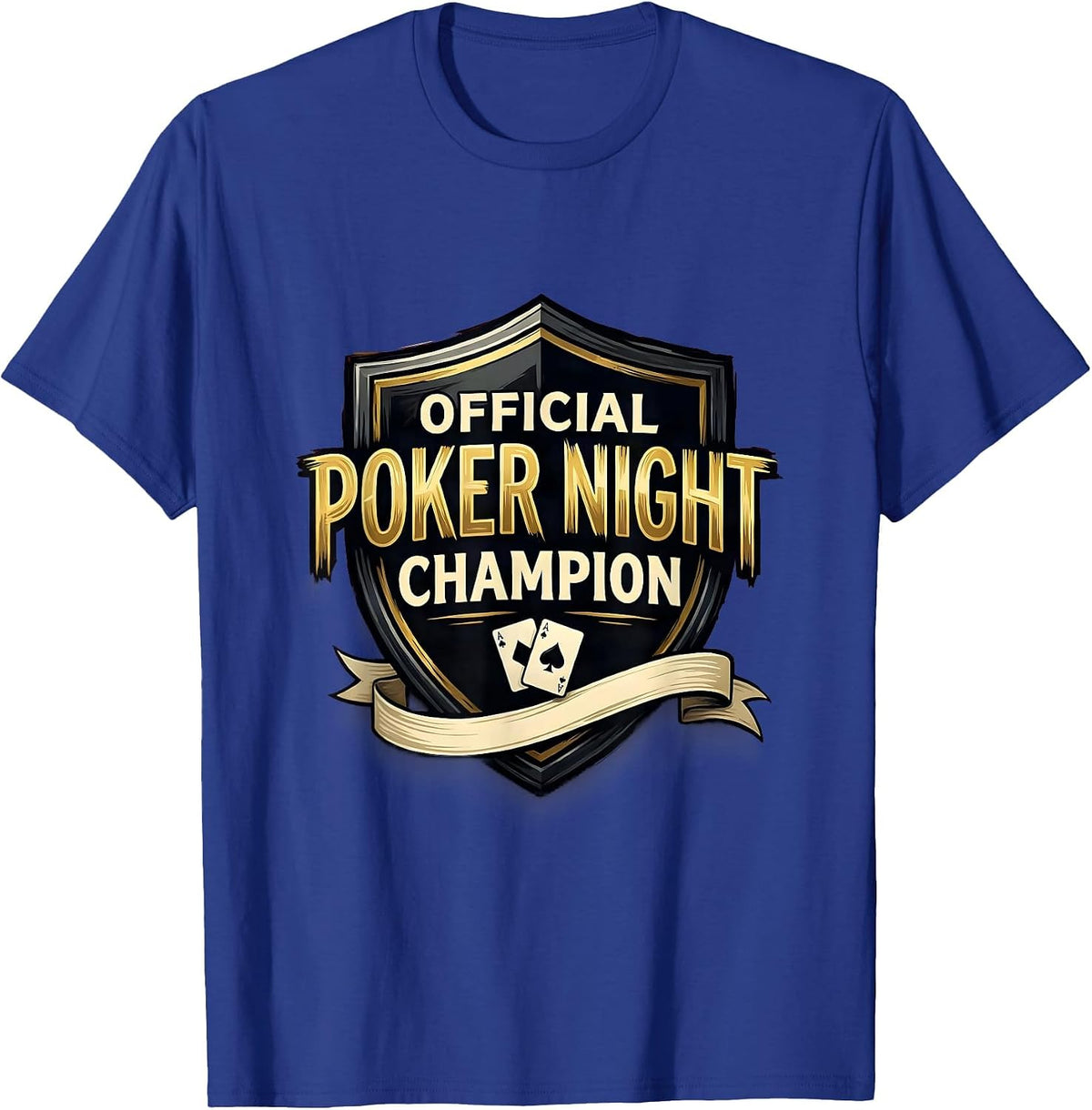 Official Poker Night Champion Funny Gambler Poker Player T-Shirt - Royal Blue