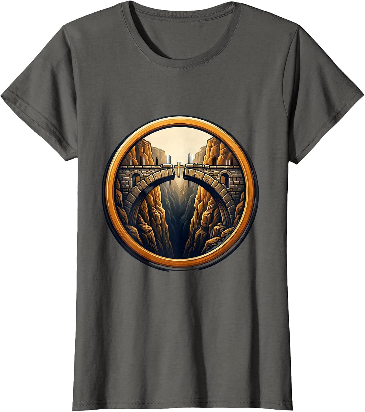 Women's Bridge Over the Gorge Construction Graphic T-Shirt - Asphalt Grey