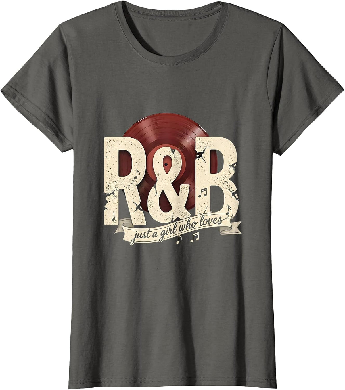 Women's Just A Girl Who Loves R&B Music Lover Affinity T-Shirt - Asphalt Grey
